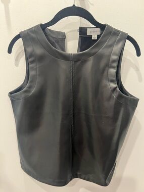 Evereve Black Faux Leather Sleeveless Tank
